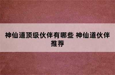 神仙道顶级伙伴有哪些 神仙道伙伴推荐